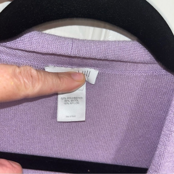 J. Jill Medium Lavender Purple Open Front Cardigan Sweater Lightweight M wool - Picture 4 of 4